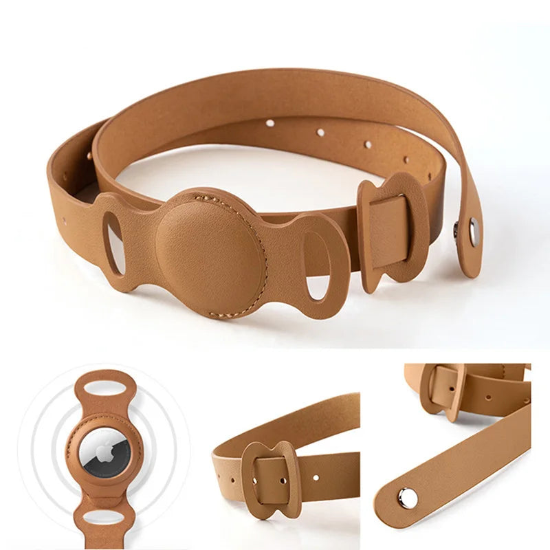 Thin Airtag Case Leather Collar