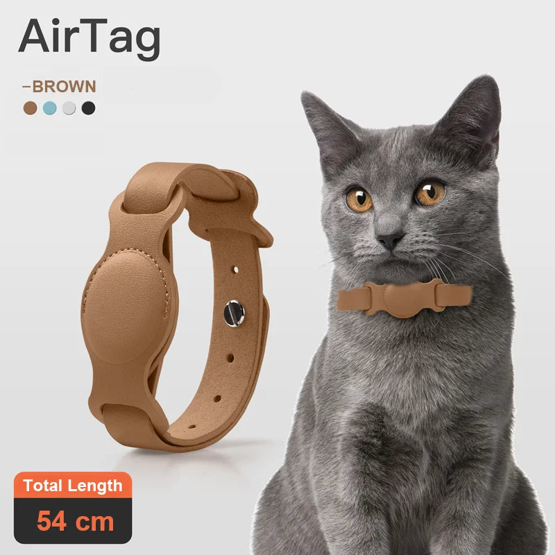 Étui Airtag fin avec collier en cuir