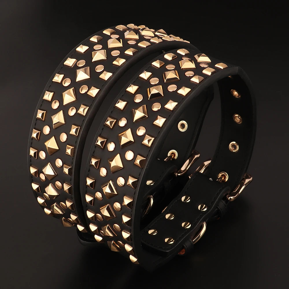 Wide Spiked Leather Collar