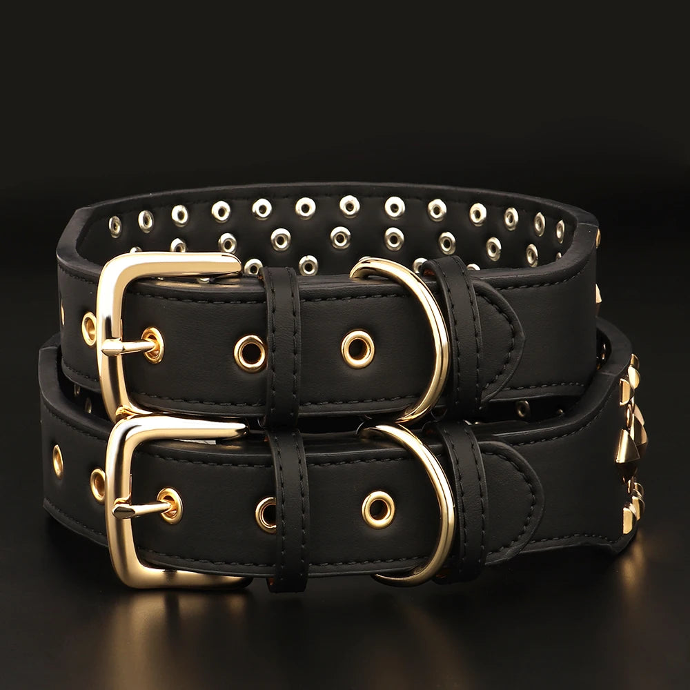 Wide Spiked Leather Collar